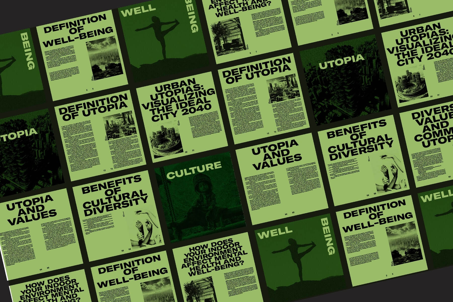 mockup de 4 cartazes, 2 vermelhos 2 azuis. 
                                Apresenta um texto -Pechakucha- que ocupa grande 
                                parte do cartaz e também apresenta uns símbolos representativos
                                deste mesmo projeto.